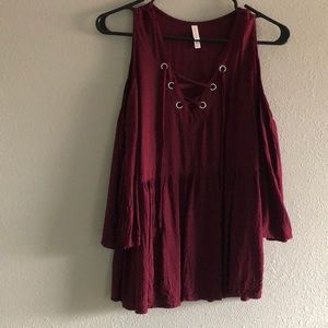 Maroon Open-Shoulder Blouse